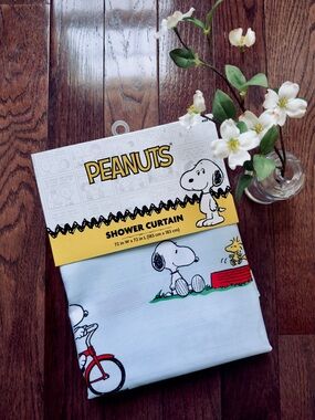 Peanuts Snoopy Shower Curtain 72x72 Summer Times 🚲 Woodstock NIB Flower Love